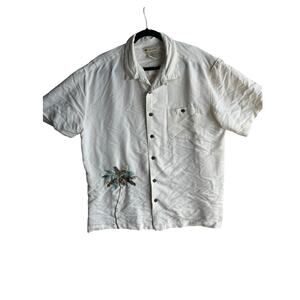 Havana Jack's Cafe Men's Vintage Shirt Palm Embroidered Off White Size XXL
